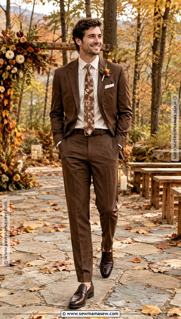 Chocolate Brown Fall Groom Suit - 15 casual groom attire fall ideas