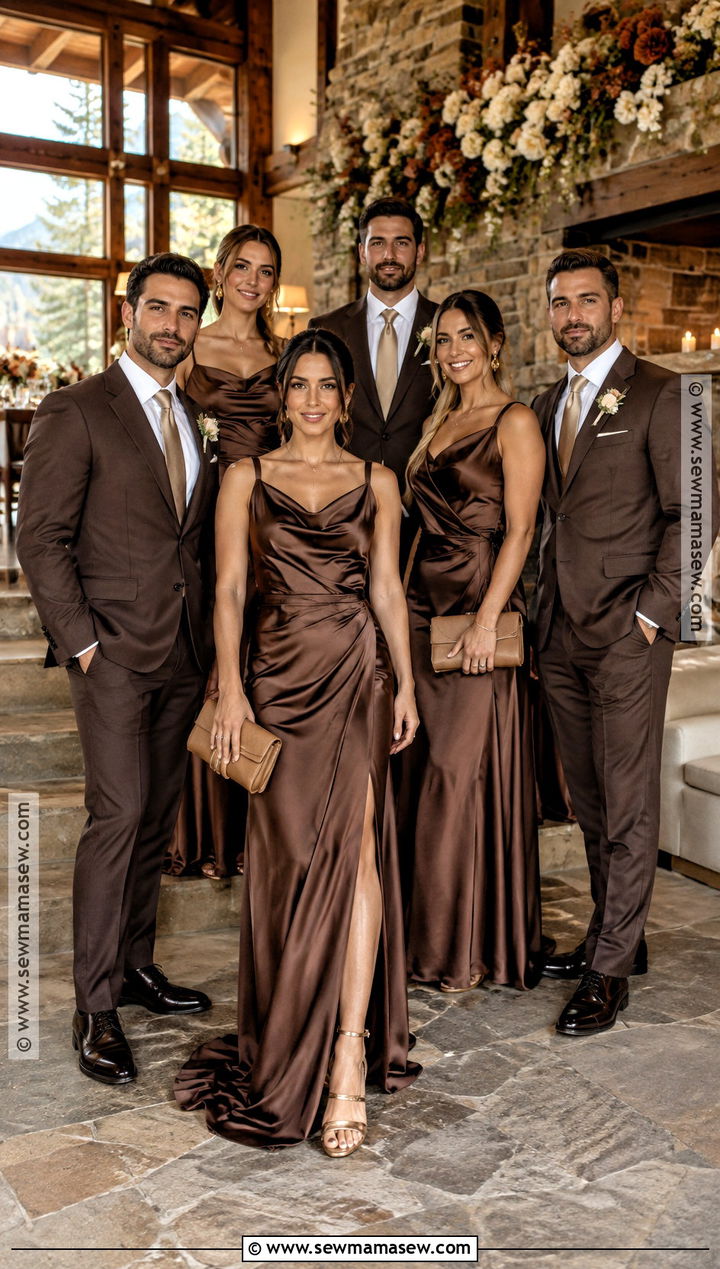 Chocolate Brown Fall Wedding Party Attire - 15 fall wedding wedding party attire ideas