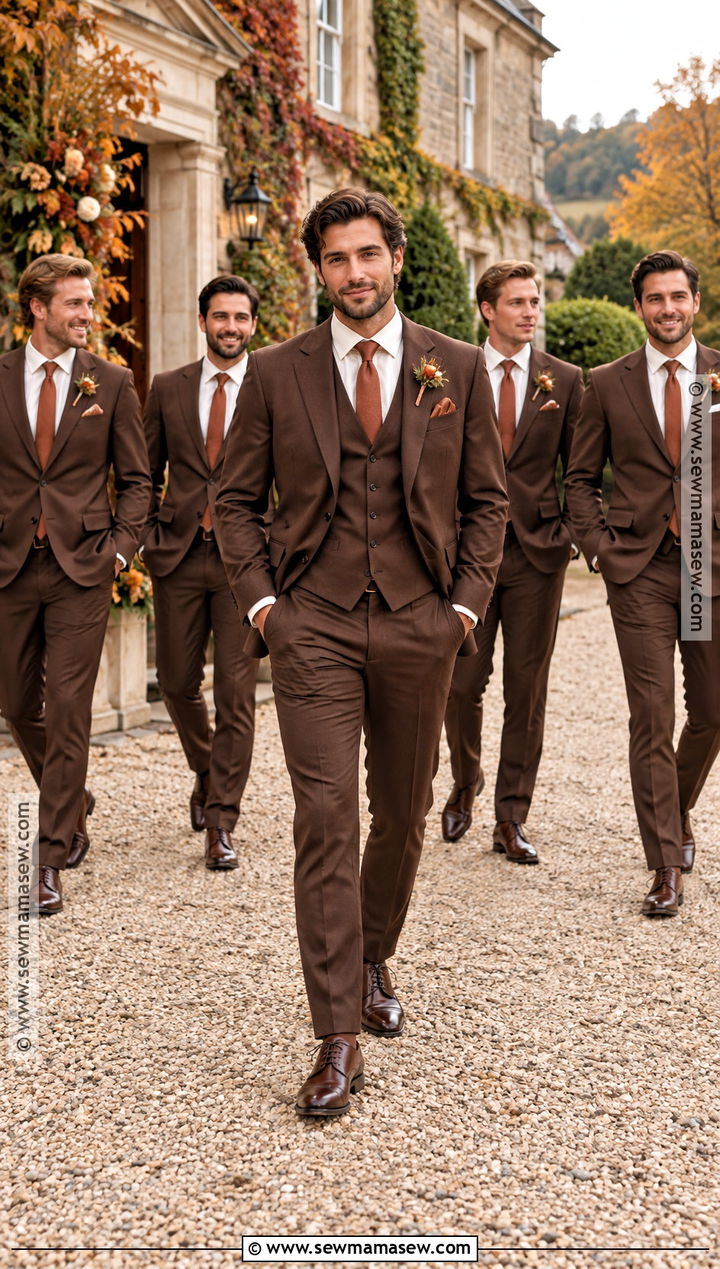 Chocolate Brown Fall Wedding Suits - 15 fall mens wedding attire groom & groomsmen suits ideas