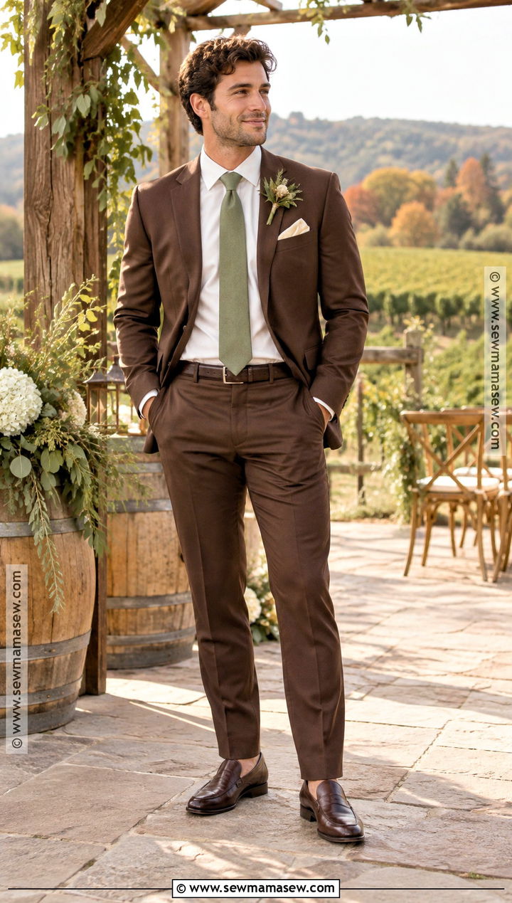 Chocolate Brown Groomsmen Suit - 25 fall groomsmen attire ideas