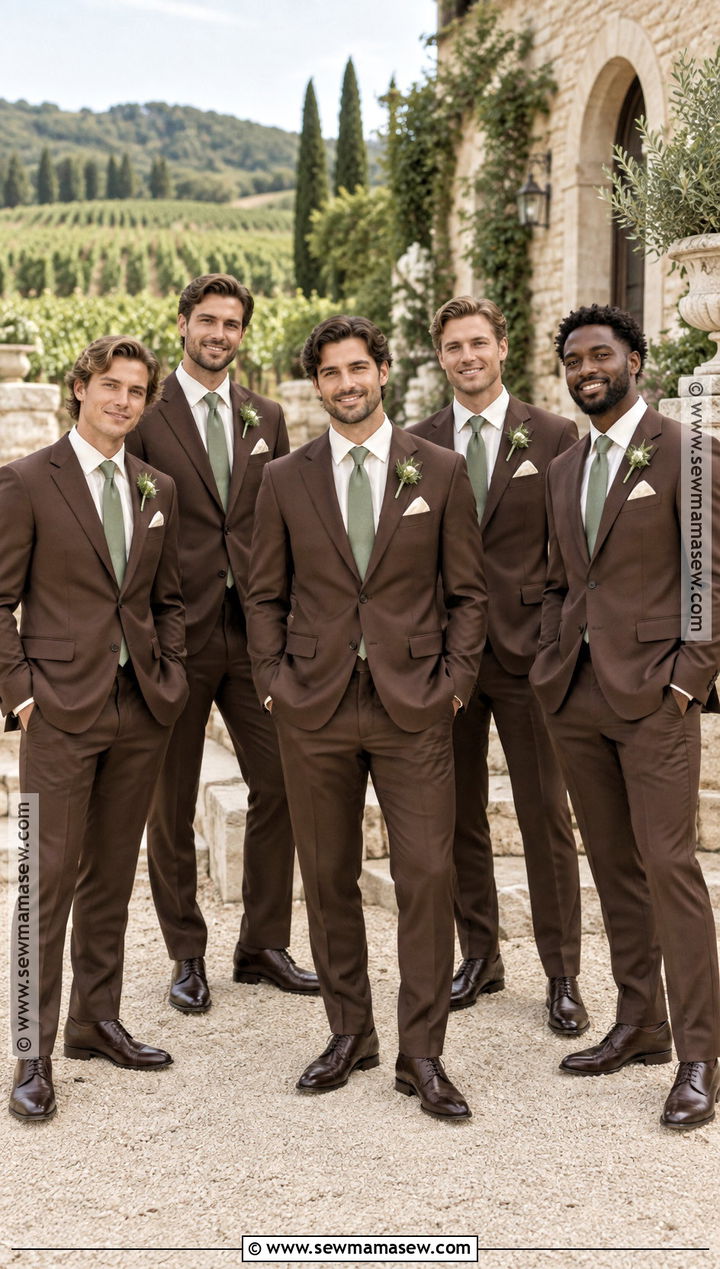 Chocolate Brown Groomsmen Suits With Cream Shirts - 15 september groomsmen attire ideas