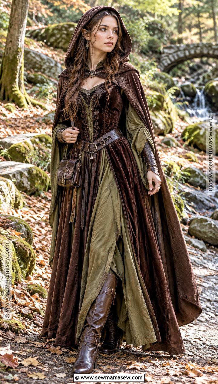 Chocolate Brown Hooded Elf Gown - 15 Autumn Fantasy Gown Ideas