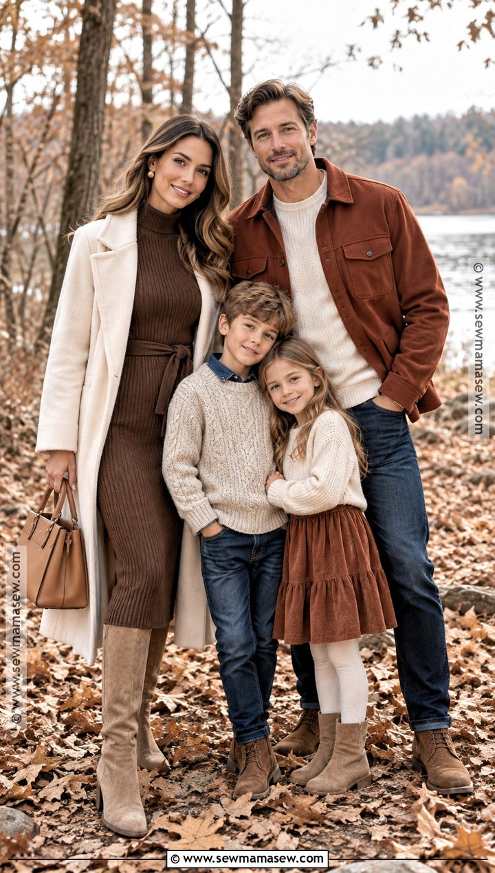 Chocolate Brown Knit Dress With Suede Boots - 15 fall family picture dress ideas