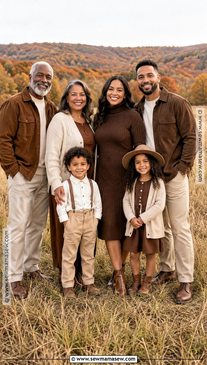 Chocolate Brown Large Family Fall Picture Outfits - 15 large family picture outfits for fall