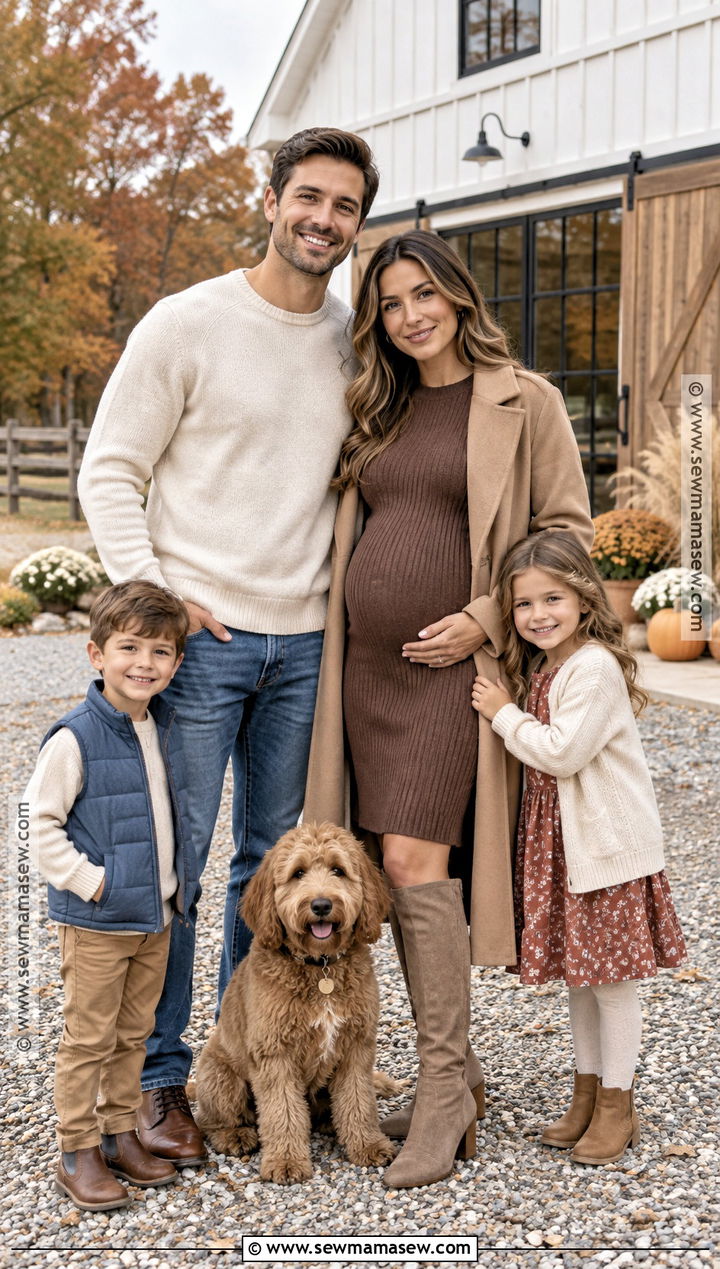 Chocolate Brown Maternity Sweater Dress Family Photo Outfit - 15 fall maternity family photos outfits