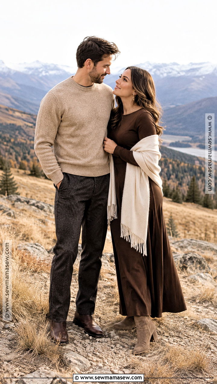 Chocolate Brown Maxi Dress Engagement Picture Outfit - 20 september engagement pictures outfits