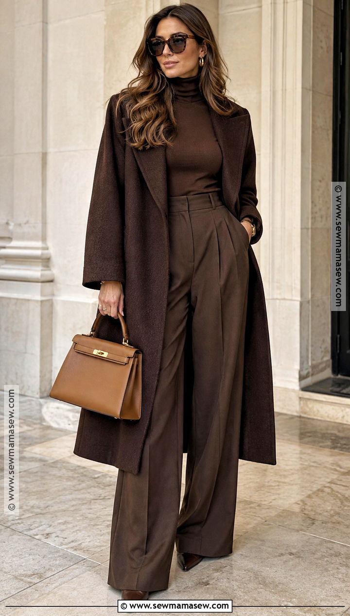 Chocolate Brown Monochrome Autumn Outfit - 15 autumn outfits inspo 2026