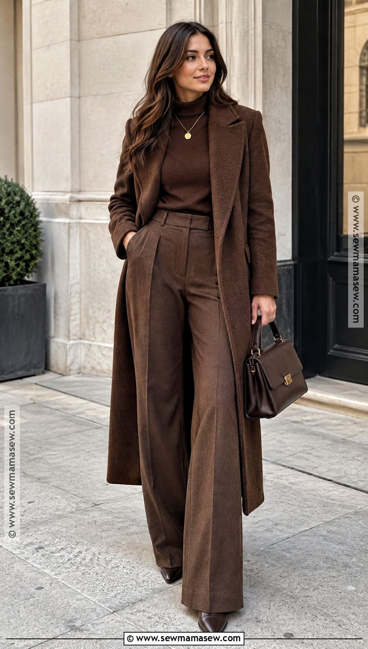 Chocolate Brown Monochrome Autumn Outfit - 30 autumn outfits 2026
