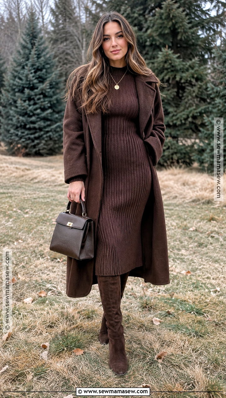 Chocolate Brown Monochrome Engagement Outfit - 15 november engagement photos outfits