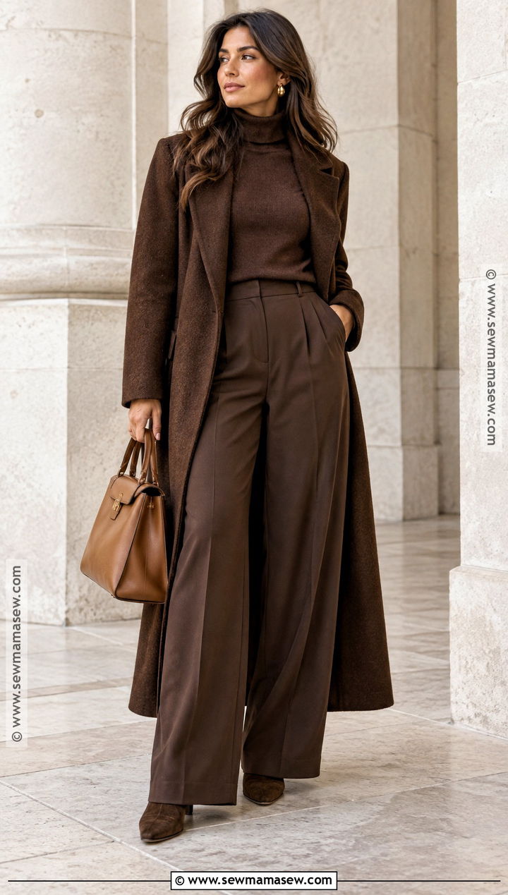 Chocolate Brown Monochrome Fall Outfit - 20 30 trendy fall outfit ideas