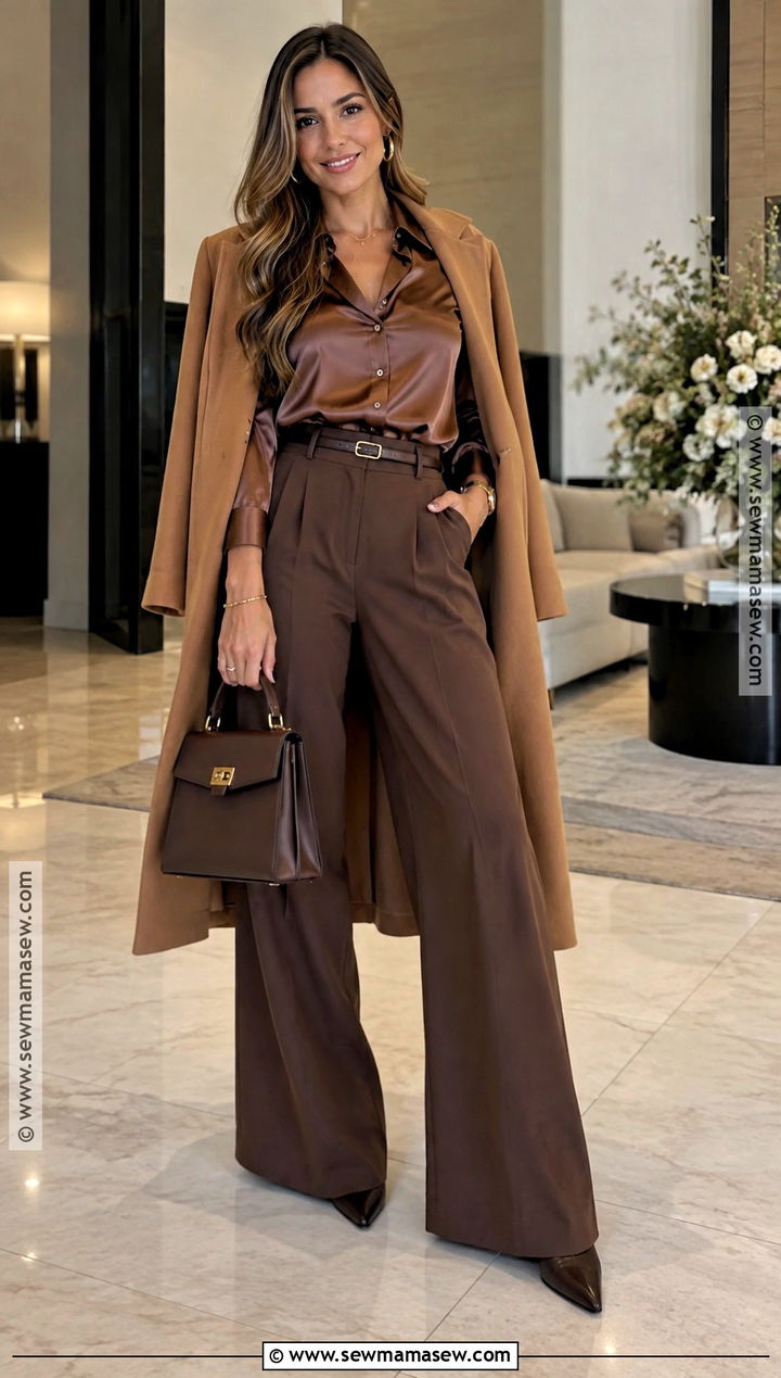 Chocolate Brown Monochrome Fall Party Outfit - 25 fall party outfit ideas
