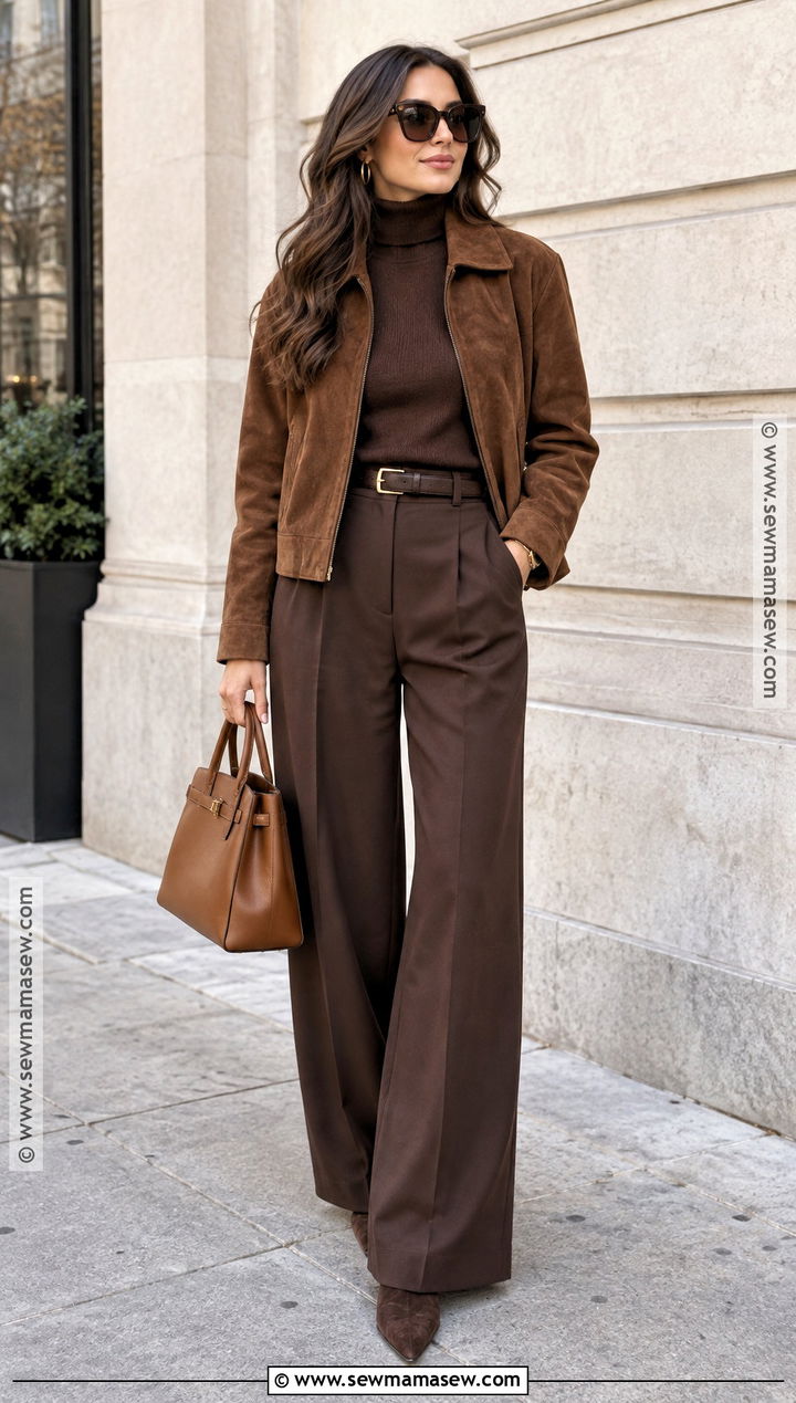 Chocolate Brown Monochrome Outfit - 15 Fall Outfit Photoshoot Color Schemes Ideas