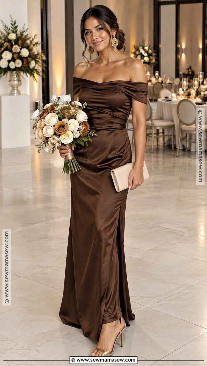 Chocolate Brown Satin Bridesmaid Dress - 15 Fall Tone Bridesmaid Dresses