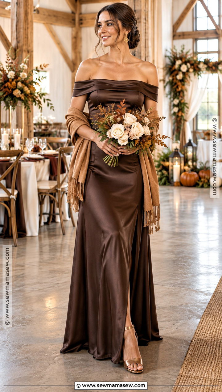 Chocolate Brown Satin Bridesmaid Dress - 15 Rustic Fall Wedding Colors Bridesmaid Dresses