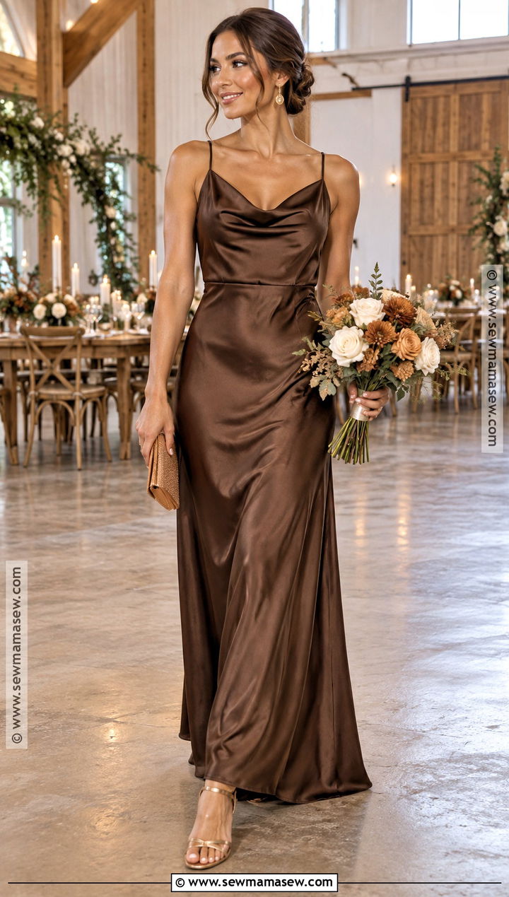 Chocolate Brown Satin Bridesmaid Dress - 20 september bridesmaid dresses