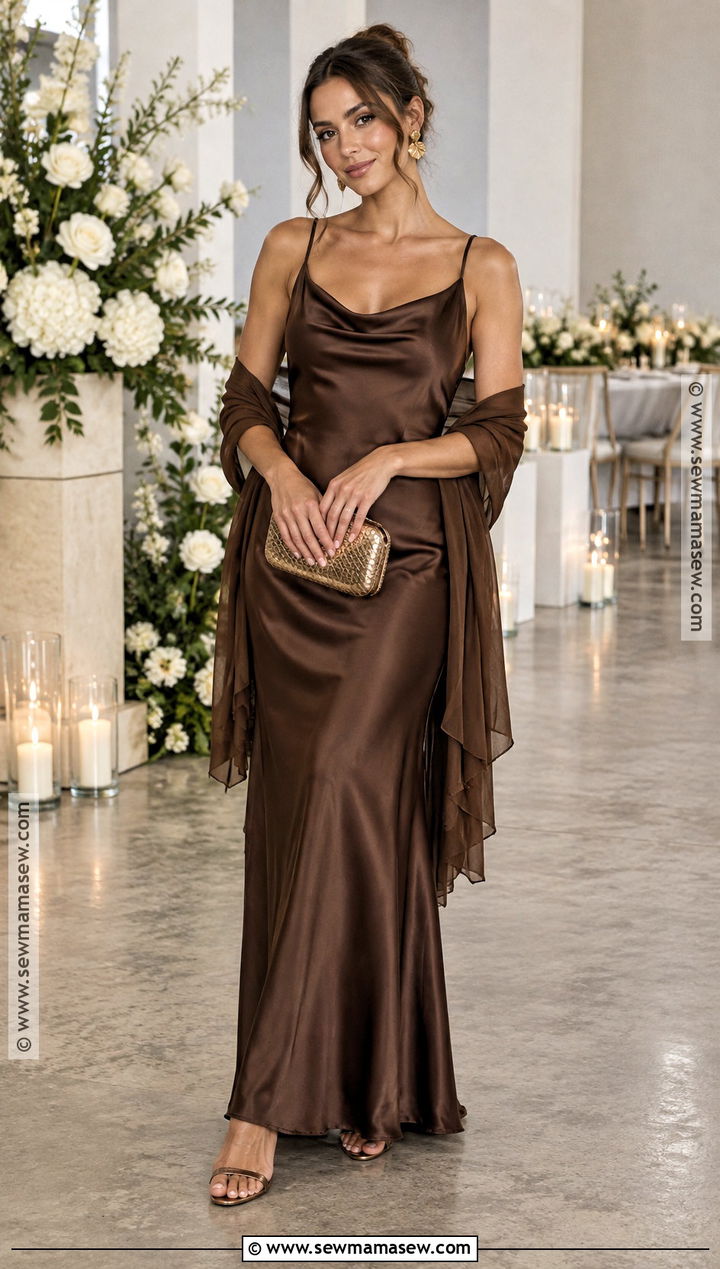 Chocolate Brown Slip Bridesmaid Dress - 20 fall bridesmaids dresses