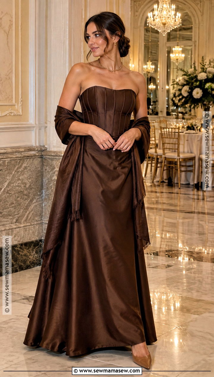 Chocolate Brown Strapless Bridesmaid Dress - 15 Fall Wedding Brown Bridesmaid Dresses