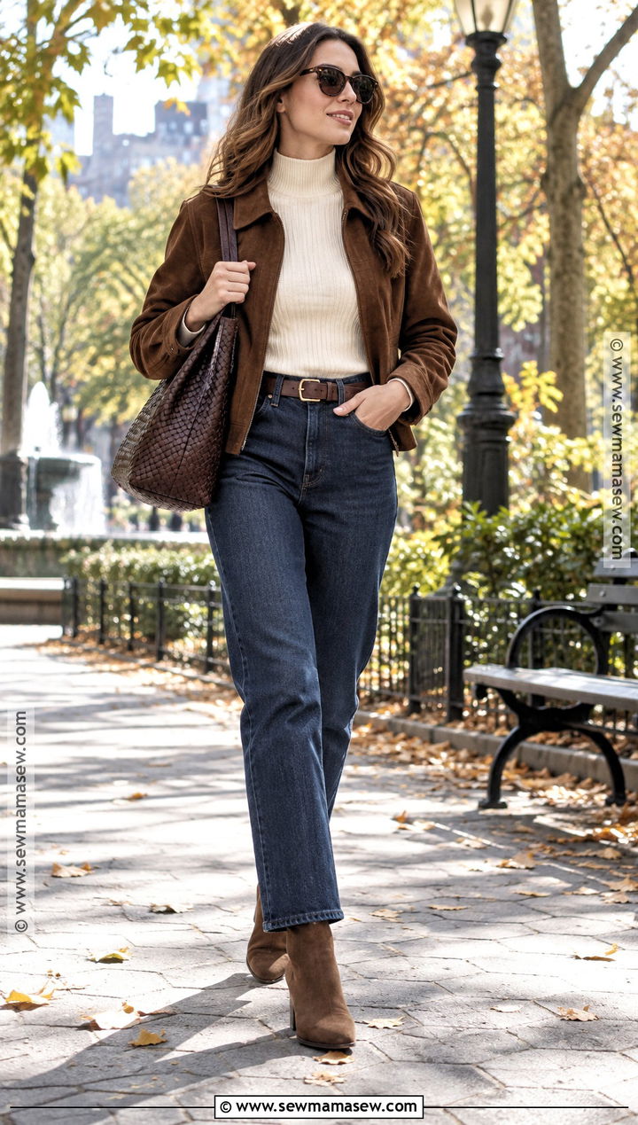 Chocolate Brown Suede Jacket Outfit - 15 2026 Fashion Trends Autumn
