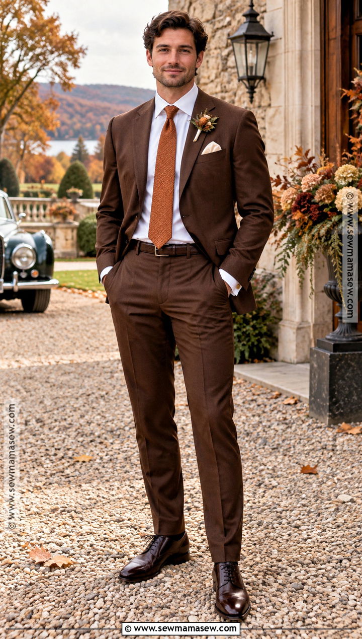 Chocolate Brown Suit Groom Attire - 15 october wedding groom attire ideas