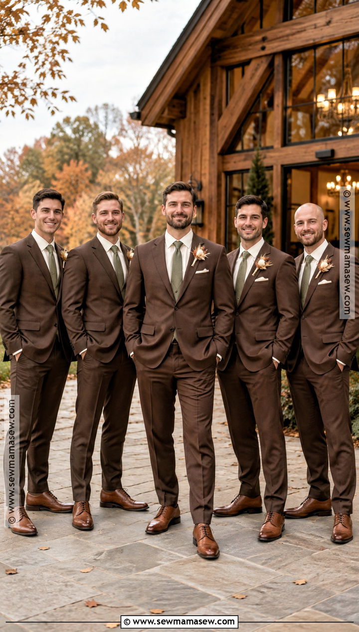 Chocolate Brown Suit Groomsmen Attire - 15 groomsmen attire rustic fall ideas