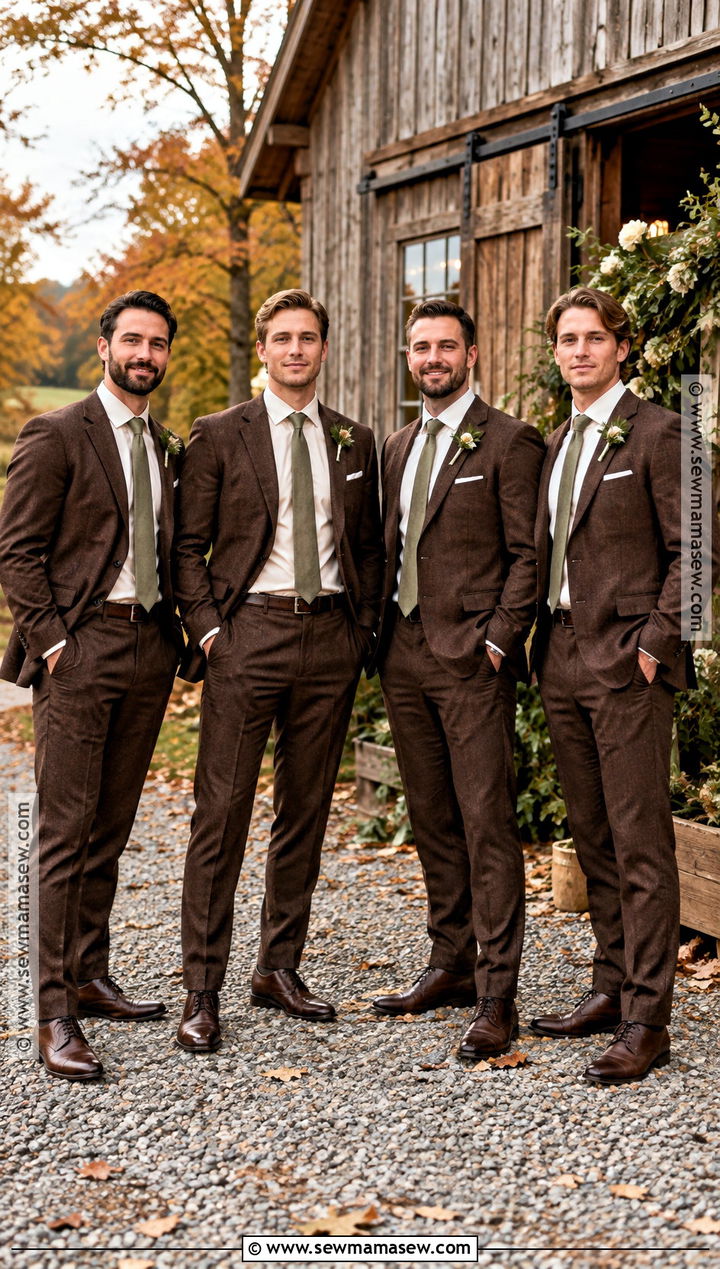 Chocolate Brown Suit Groomsmen Attire - 15 fall wedding groomsmen attire rustic ideas