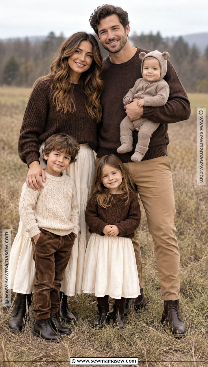 Chocolate Brown Sweater Family Outfit - 15 fall family photos sweaters