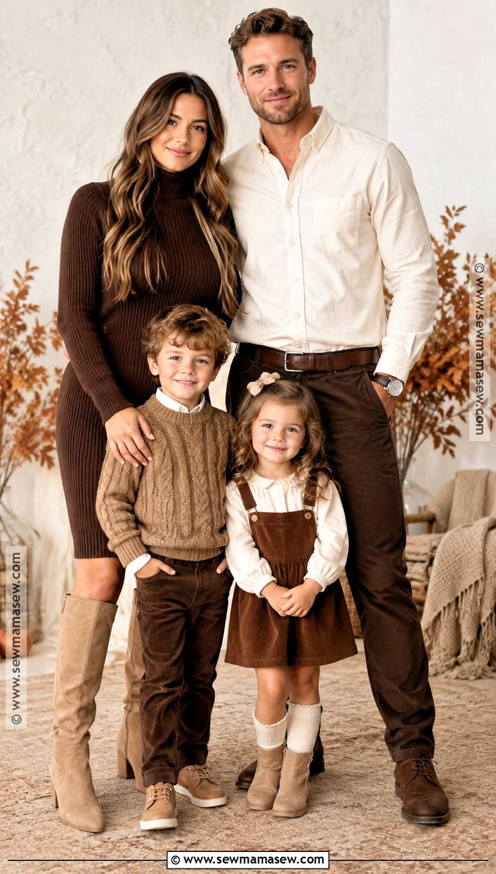 Chocolate Brown Tan And Ivory Fall Family Photo Outfits - 15 family photo outfit fall color schemes ideas
