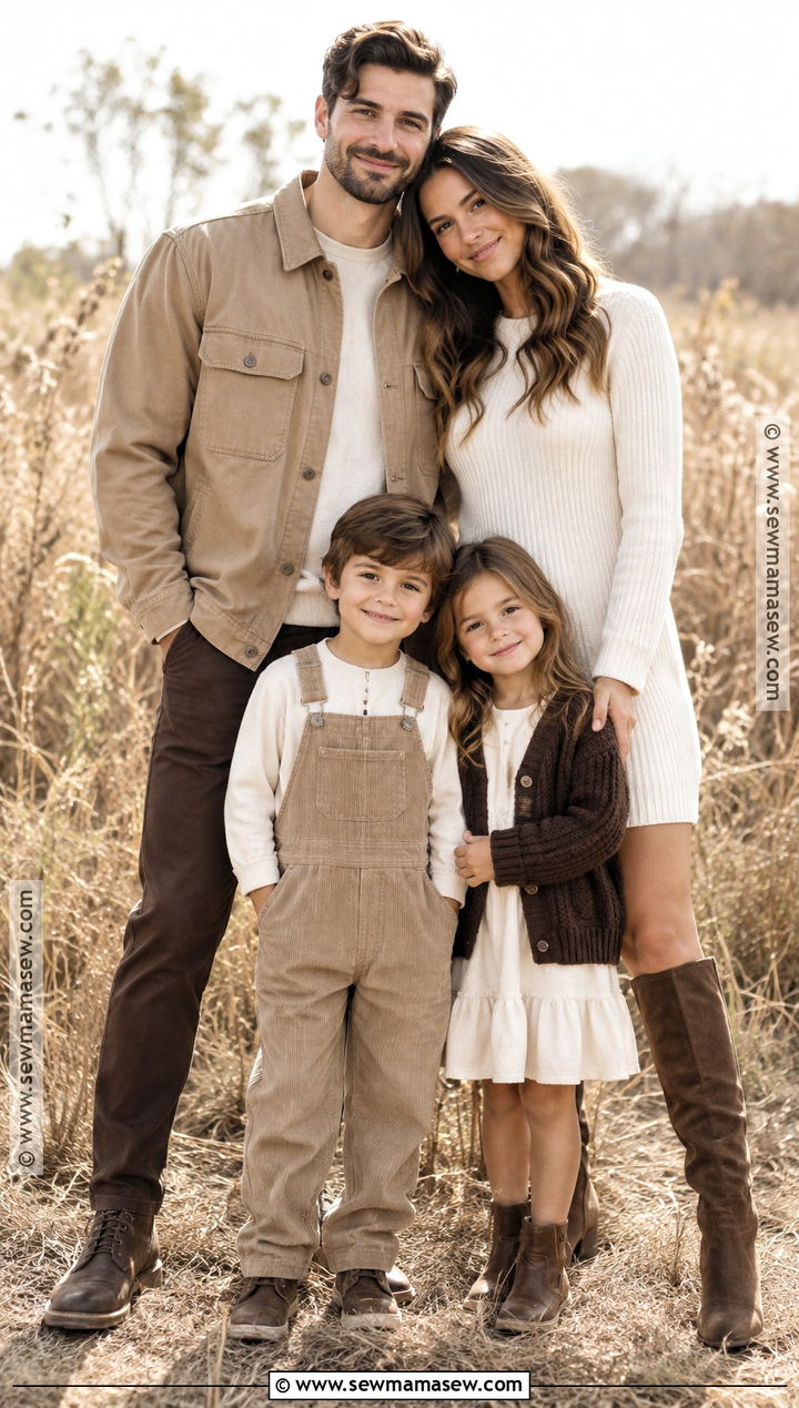 Chocolate Brown Tan and Ivory Fall Family Picture Outfit - 20 fall color family picture outfits