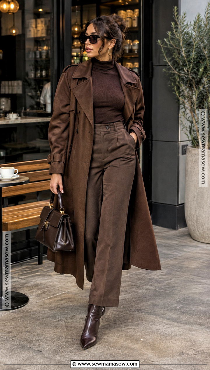 Chocolate Brown Trench Coat Fall Baddie Outfit - 15 outfit inspo fall baddie ideas