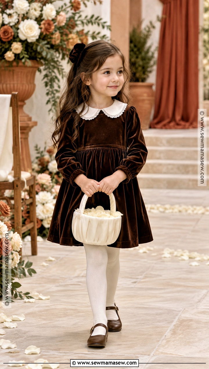 Chocolate Brown Velvet Flower Girl Dress - 15 November Flower Girl Dresses