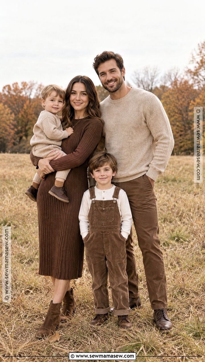 Chocolate Brown and Beige Family Photo Outfits - 15 fall photoshoot outfits family of 4