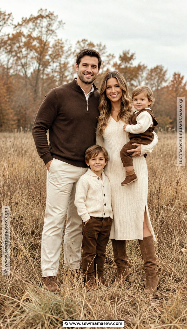 Chocolate Brown and Cream Family Photo Outfits - 15 family photo fall outfits