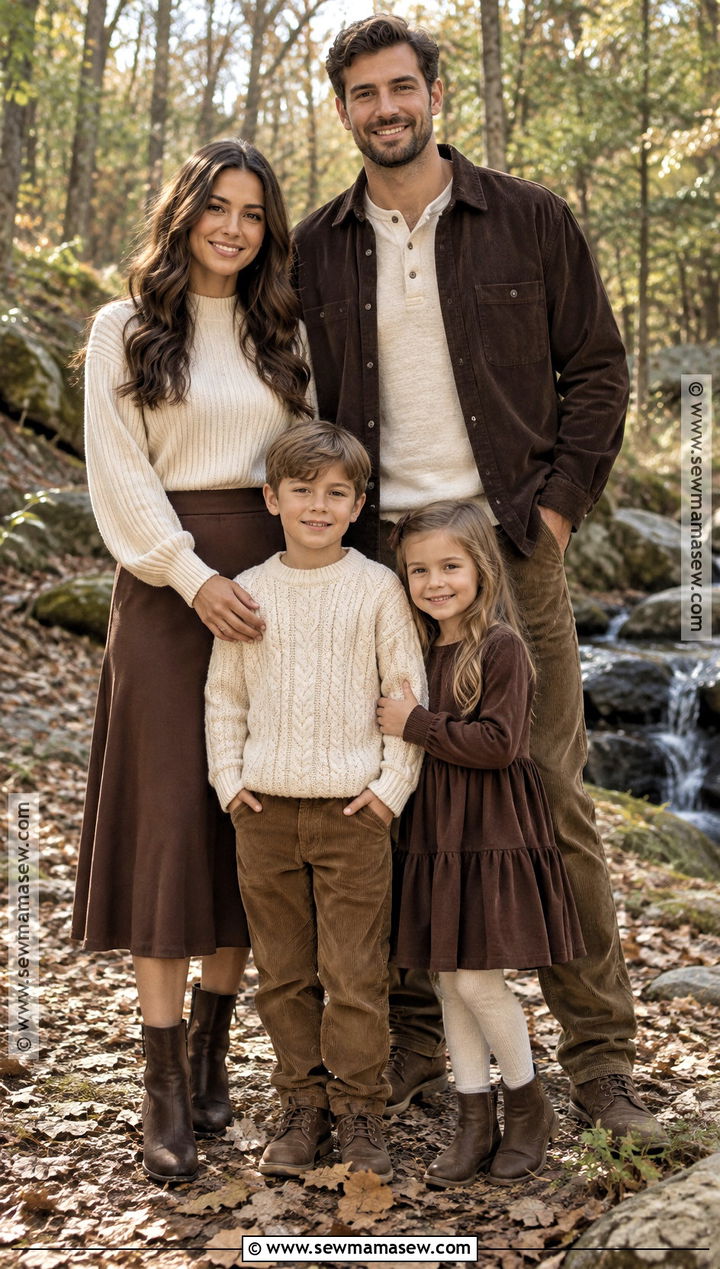 Chocolate Brown and Ivory Fall Family Outfit - 15 fall outfits for family pictures outside