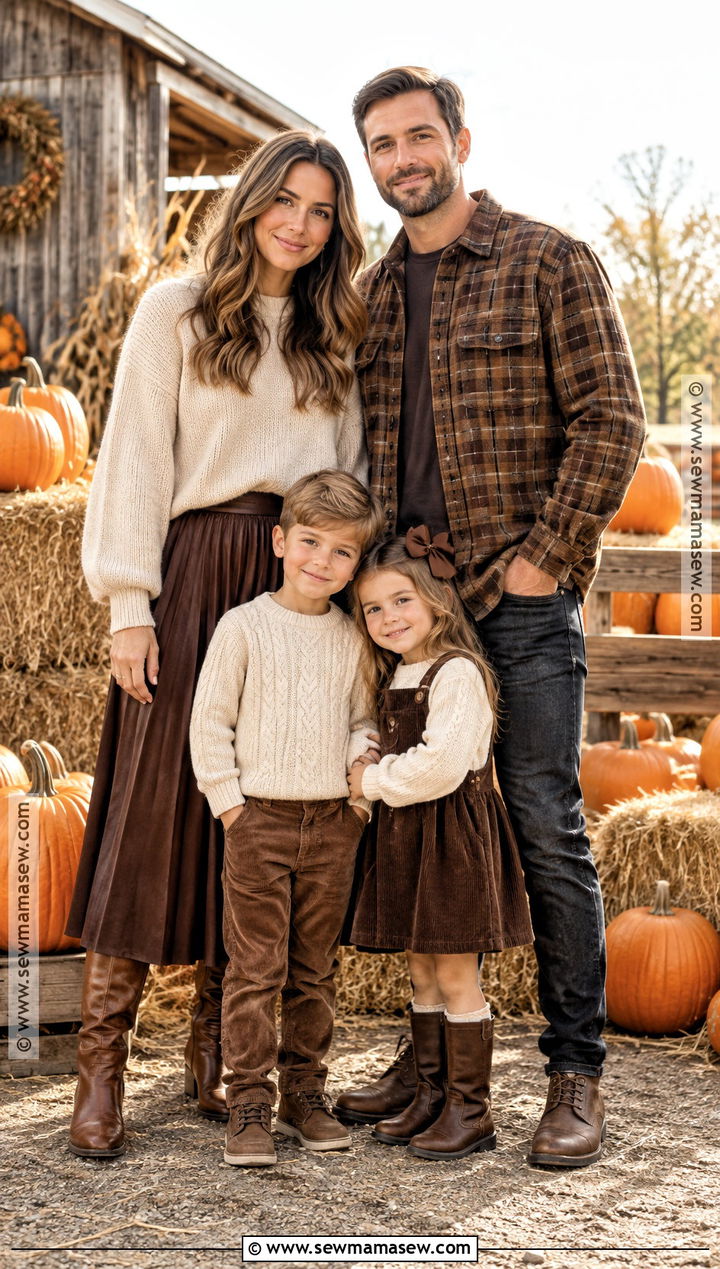Chocolate Brown and Oatmeal Family Pumpkin Patch Outfit - 15 fall pumpkin patch outfit ideas for family