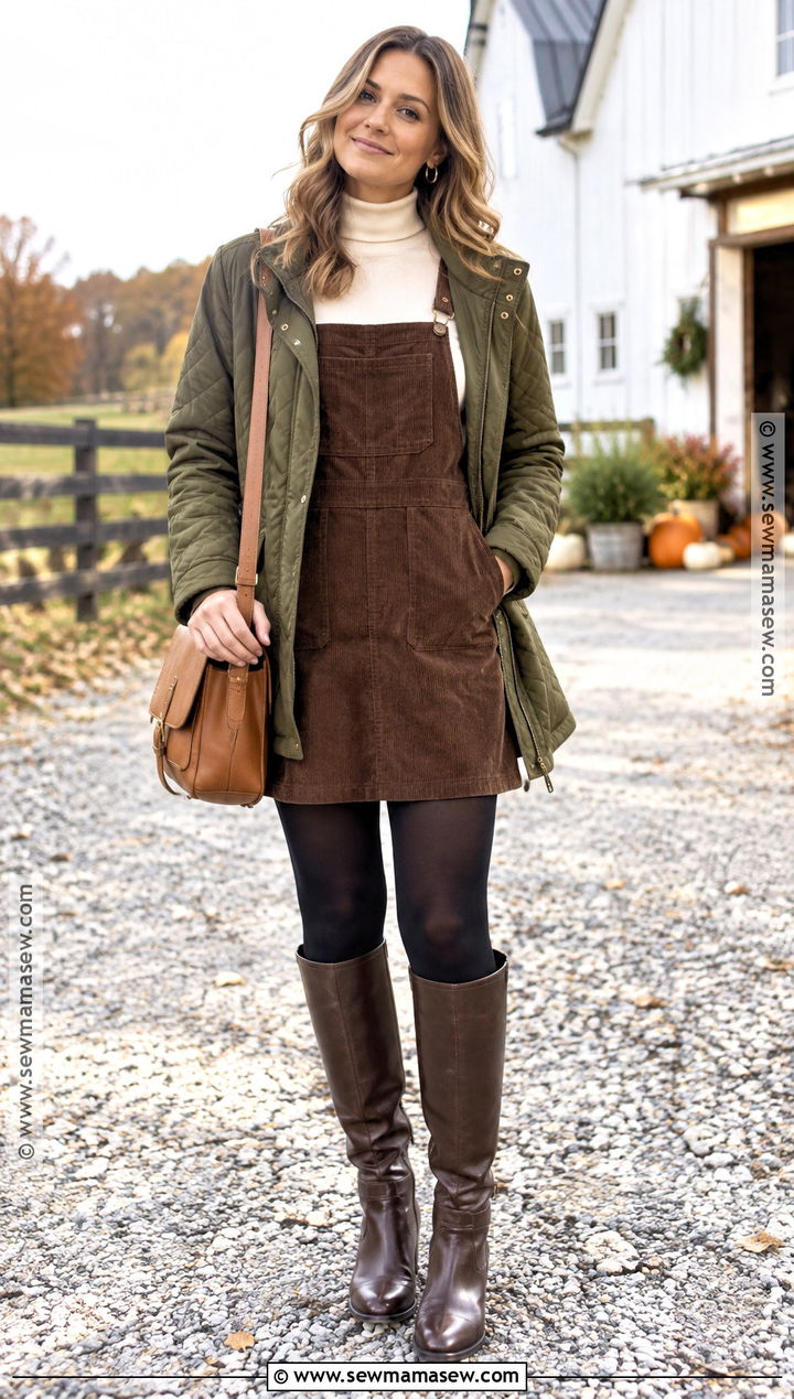 Chocolate Corduroy Pinafore Thanksgiving Dress - 20 thanksgiving dresses for women