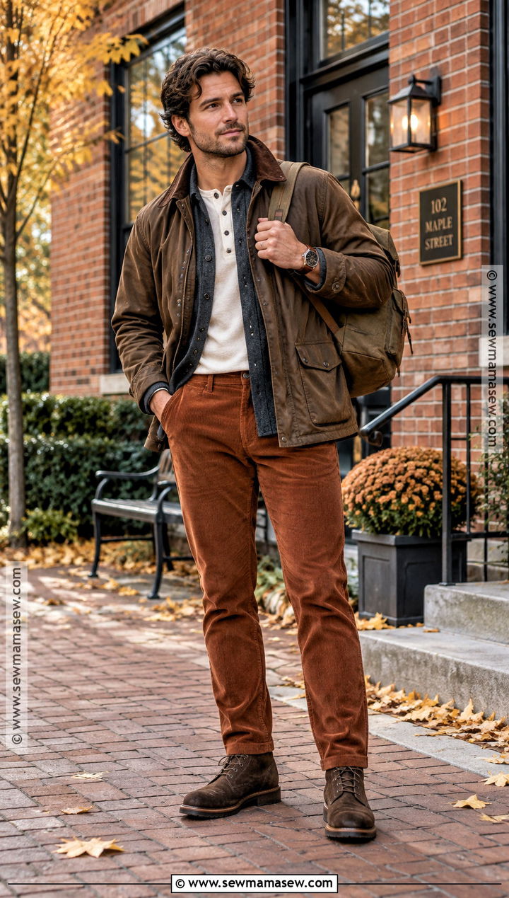 Chocolate Suede Boots With Corduroy Pants - 15 Men's Suede Boots Fall Fashion