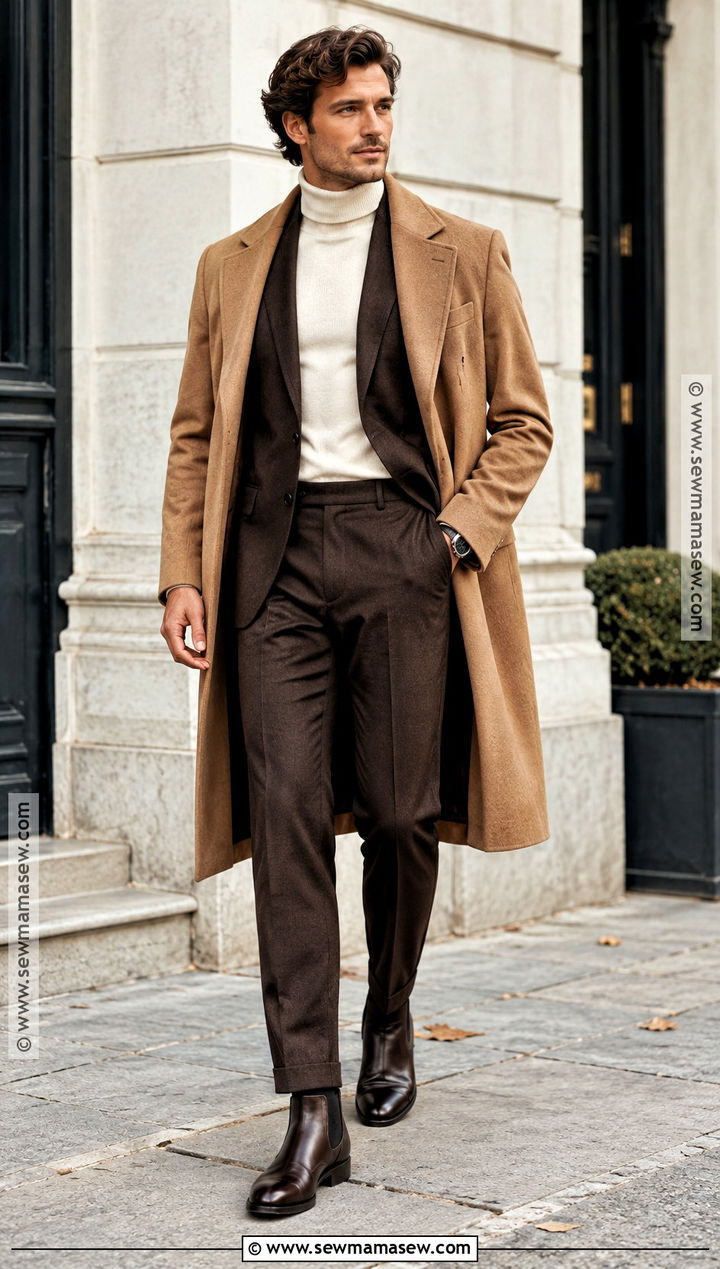 Chocolate Suit And Turtleneck Fall Cocktail Attire - 15 mens fall cocktail attire ideas