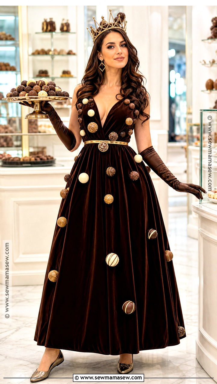 Chocolate Truffle Queen Costume With Brown Gown - 30 Candy Land Costumes for Women
