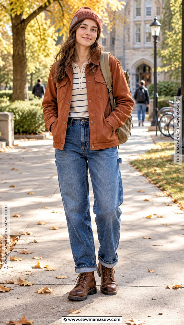 Chore Jacket And Carpenter Jeans School Outfit - 20 autumn school outfit ideas