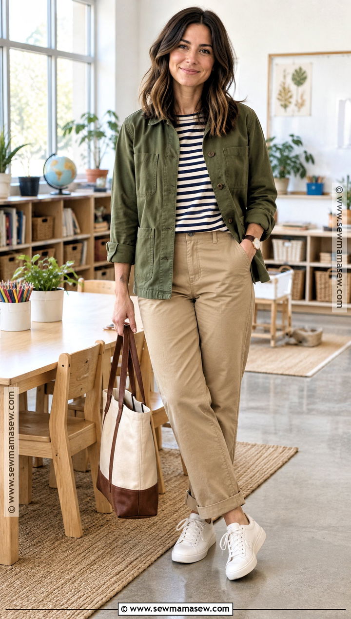 Chore Jacket And Chino Pants Teacher Outfit - 15 fall work outfits for teachers