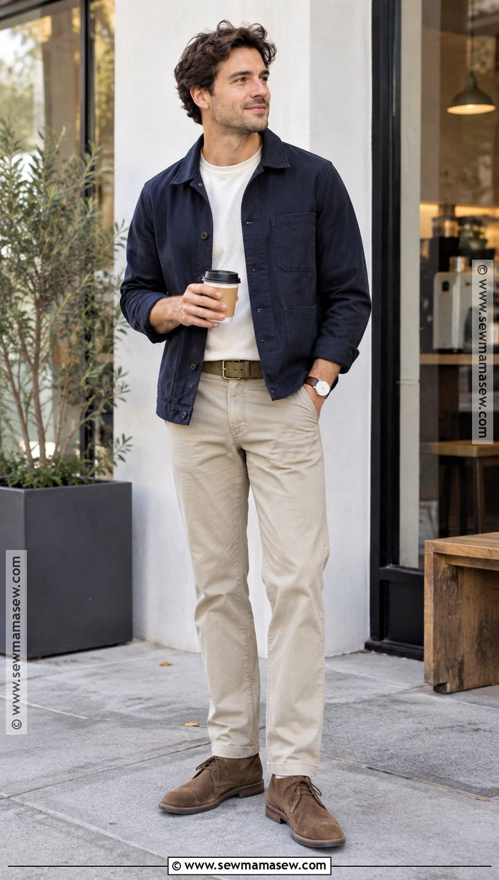 Chore Jacket With T Shirt And Chinos - 25 fall fits for men