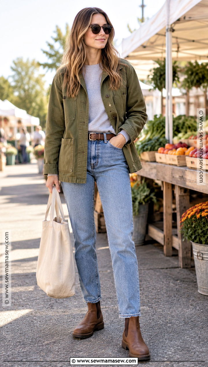 Chore Jacket and Straight Leg Jeans Fall Outfit - 15 Fall Outfit Staples 2026