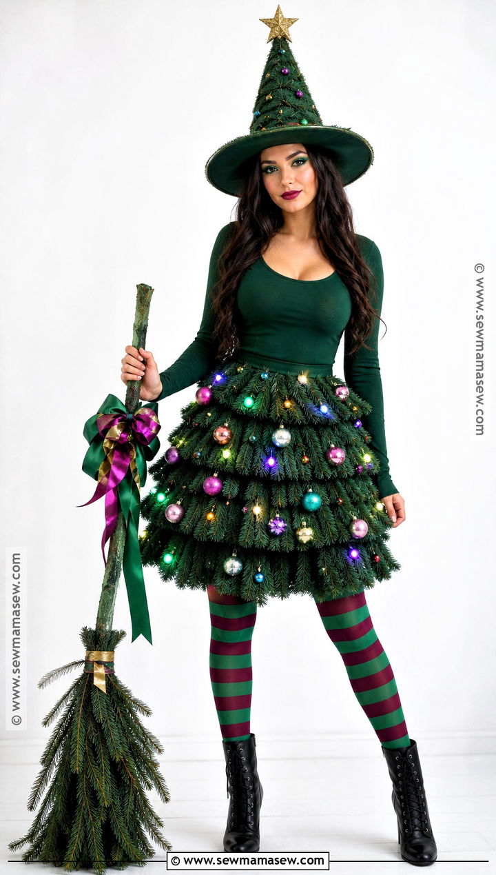 Christmas Tree Witch Costume - 30 Christmas Halloween Costumes