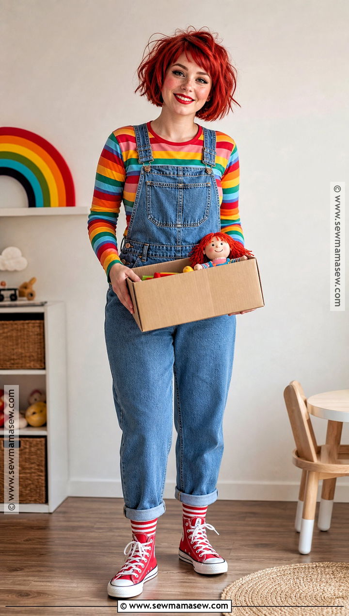 Chucky Costume With Overalls - 30 dark red hair halloween costumes