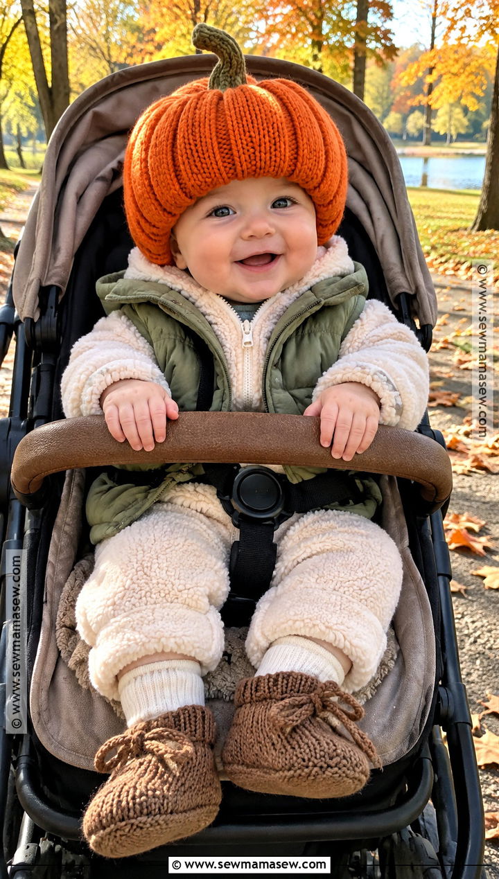 Chunky Baby Pumpkin Hat With Fleece Jumpsuit - 20 baby pumpkin hat ideas