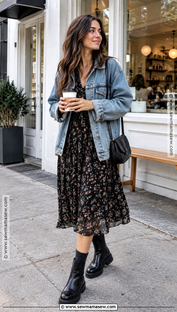 Chunky Boots With Floral Midi Dress - 15 2026 fall boots trends for women