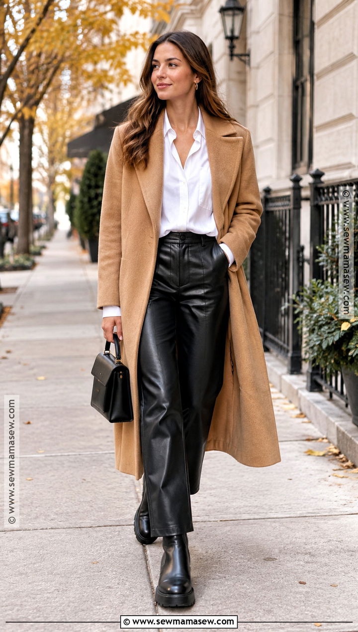 Chunky Boots With Leather Pants And White Shirt - 20 chunky boots outfit fall