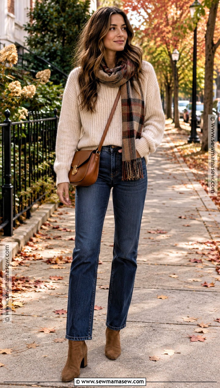 Chunky Knit Sweater Fall Outfit - 20 cozy fall aesthetic outfit ideas