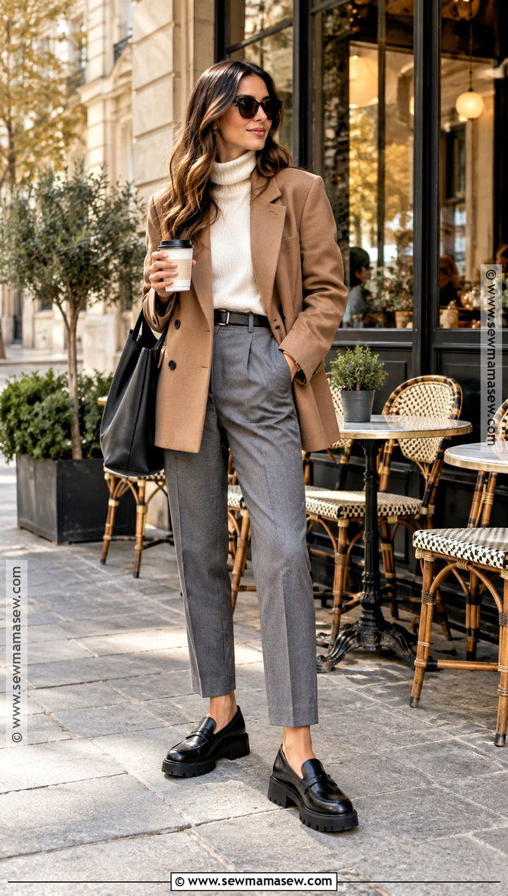 Chunky Loafers With Tailored Trousers - 15 Shoes For Europe Travel Fall Winter