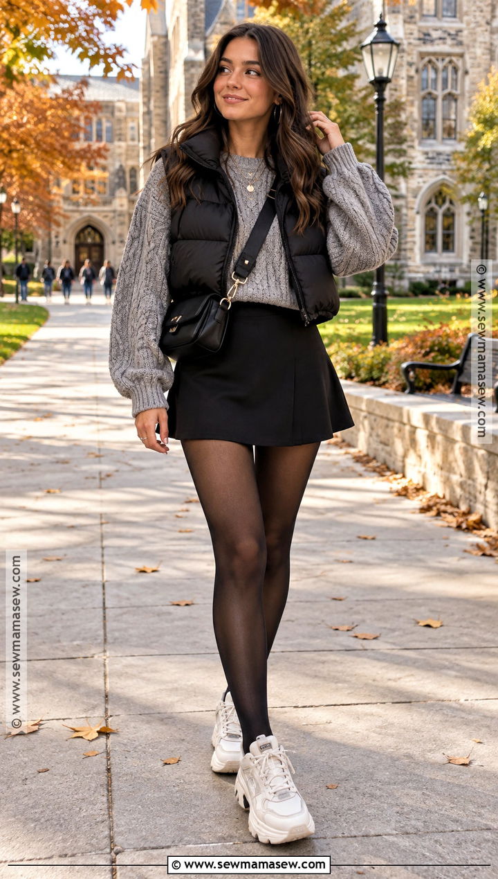 Chunky Sneakers With A Sweater And Mini Skirt - 15 Fall Sneakers 2026 for Women